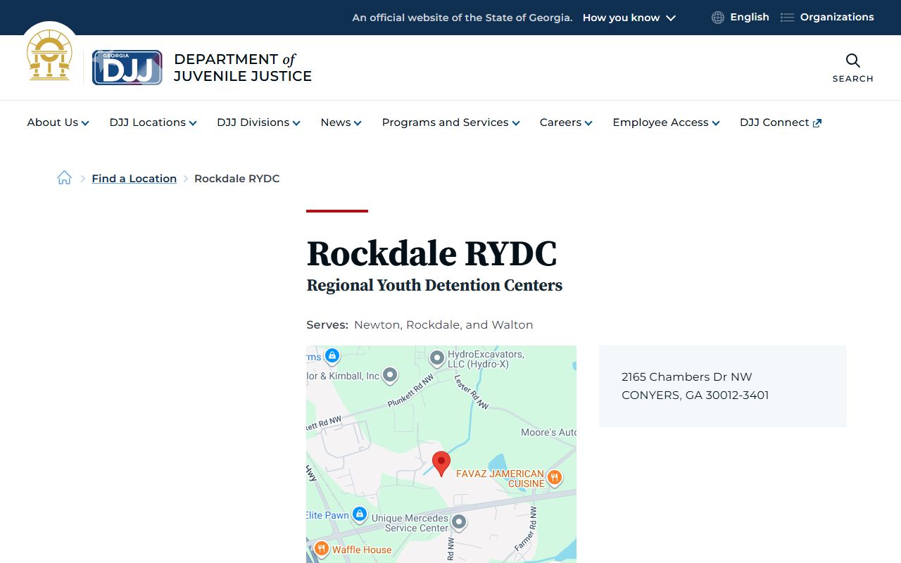 Rockdale Regional Youth Detention Center DJJ custody records page